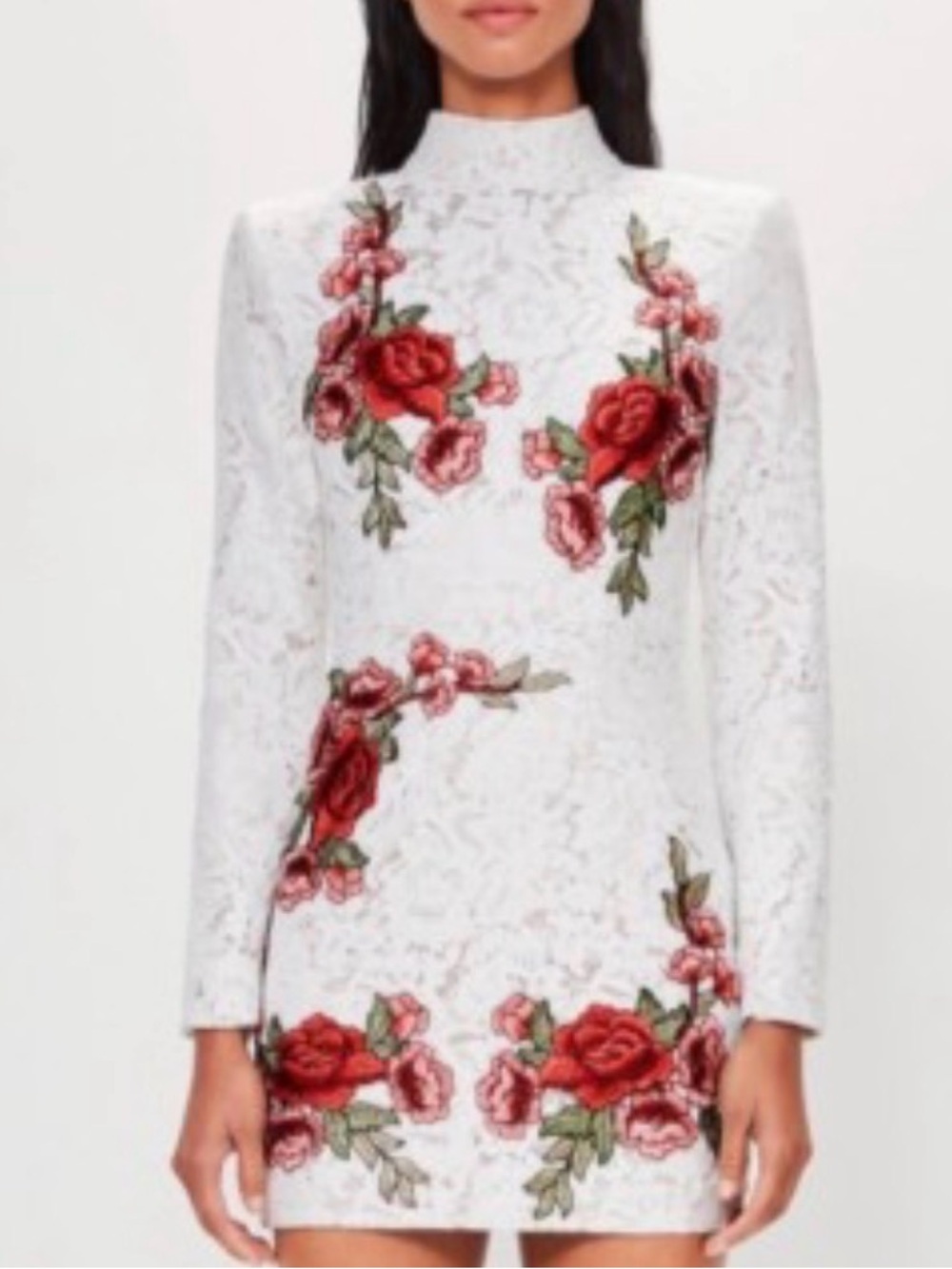 Peace + Love White Floral Long Sleeve Cocktail Dress